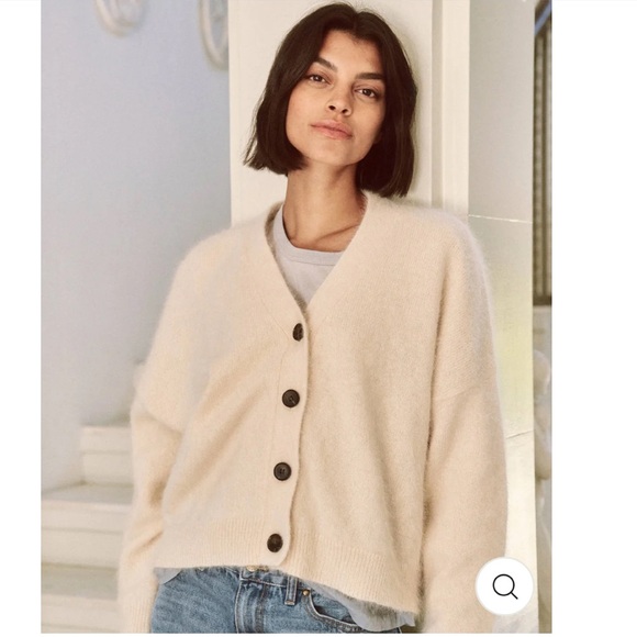 THE GREAT. Sweaters - The Great - The Fluffy Slouch Cardigan in Cream, Size 2 or Medium